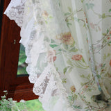 Boxtoday American Style Countryside Flower Voile Curtains for Windows Decor, Valance Drapes in Living Room, Customizable Sheer Curtains