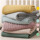 Boxtoday -Waffle Plaid Cotton Blanket for Bed Gauze Thin Towel Quilt Queen King Quilted Bedspread Blanket Throw Bed Sofa Cover Bedding