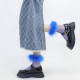 Boxtoday Gift Furry Fishnet Ankle Socks