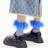 Boxtoday Gift Furry Fishnet Ankle Socks