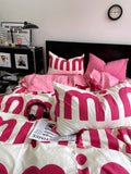 Boxtoday Korean Pink Letter Bedding Set