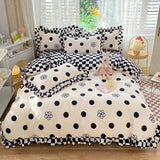 Boxtoday Polka Dot Kawaii Checkered Ruffle Bedding Set