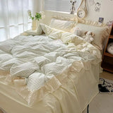 Boxtoday Kawaii Pastel Plaid Ruffle Bedding Set