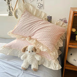 Boxtoday Kawaii Pastel Plaid Ruffle Bedding Set