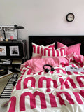 Boxtoday Korean Pink Letter Bedding Set