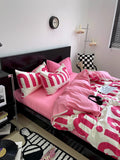 Boxtoday Korean Pink Letter Bedding Set