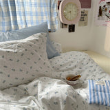 Boxtoday Light Blue Tiny Flowers Cotton Bedding Set