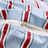 Boxtoday Minimalist Red Striped Light Blue Bedding Set