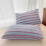 Boxtoday Minimalist Red Striped Light Blue Bedding Set