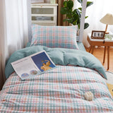 Boxtoday Pastel Blue Plaid Dorm Bedding Set