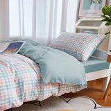 Boxtoday Pastel Blue Plaid Dorm Bedding Set