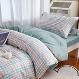 Boxtoday Pastel Blue Plaid Dorm Bedding Set