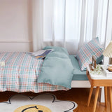 Boxtoday Pastel Blue Plaid Dorm Bedding Set