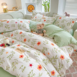 Boxtoday Orange Flowers Cute Bedding Set