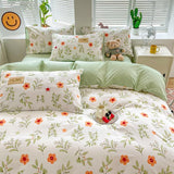 Boxtoday Orange Flowers Cute Bedding Set