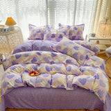 Boxtoday Pastel Purple Hearts Bedding Set