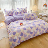 Boxtoday Pastel Purple Hearts Bedding Set