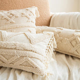 Boxtoday Beige Boho Tufted Cushion Cover