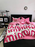 Boxtoday Korean Pink Letter Bedding Set