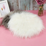 Boxtoday Faux Fur Round Seat Cushion