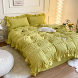 Boxtoday Ruffled Seersucker Cute Bedding Set