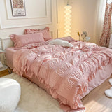 Boxtoday Ruffled Seersucker Cute Bedding Set