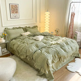 Boxtoday Ruffled Seersucker Cute Bedding Set