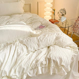 Boxtoday Ruffled Seersucker Cute Bedding Set