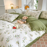 Boxtoday Sage Green Wildflowers Bedding Set