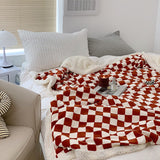 Boxtoday Checkered Fluffy Blanket