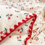 Boxtoday Stitched Edge Red Cherries Bedding Set