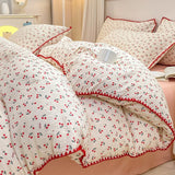 Boxtoday Stitched Edge Red Cherries Bedding Set