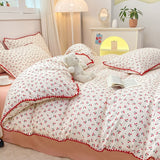 Boxtoday Stitched Edge Red Cherries Bedding Set