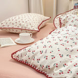 Boxtoday Stitched Edge Red Cherries Bedding Set