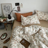 Boxtoday Vintage Pale Flowers Print Cotton Bedding Set